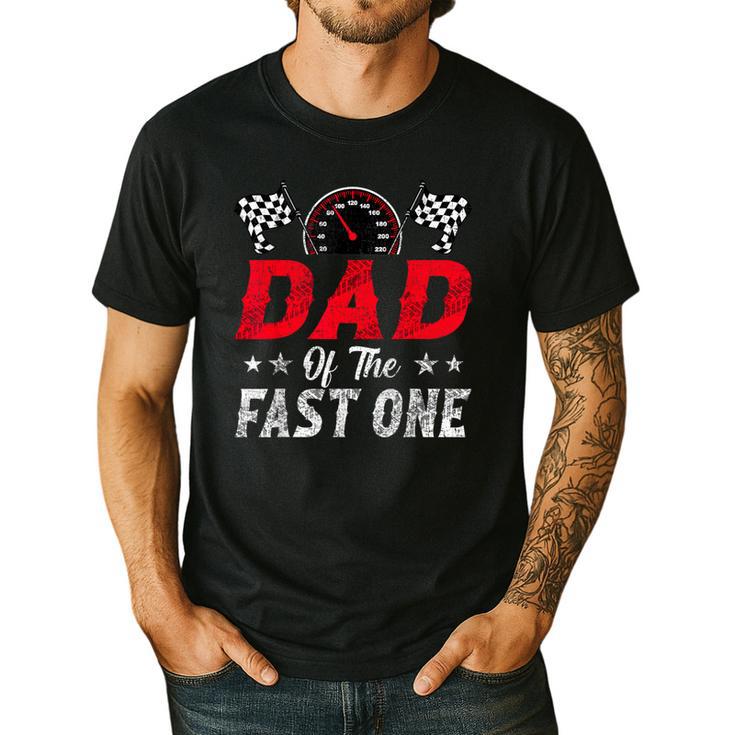 Dad Of The Fast One 1st Birthday Racing Car Family Men's Casual T-Shirt