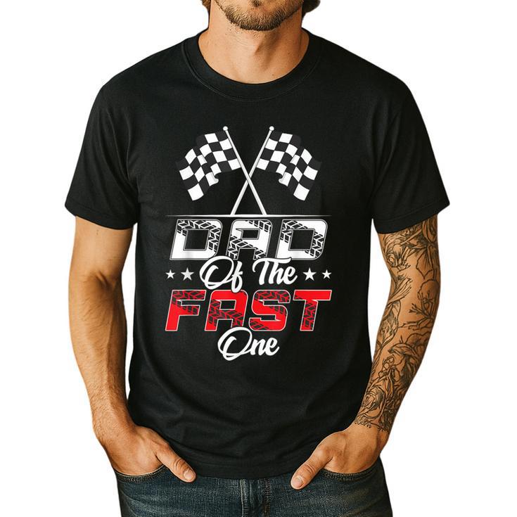 Dad Of The Fast One First Birthday Racing Car Family Men's Casual T-Shirt