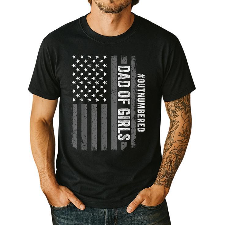 Dad Of Girls Outnumbered Fathers Day 2025 For Dad Daughters Men's Casual T-Shirt