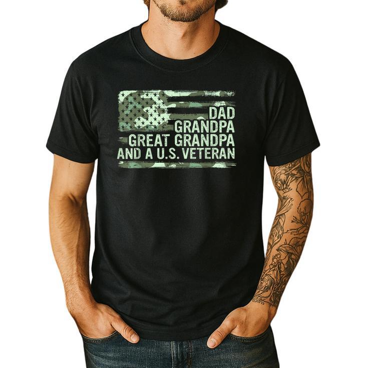 Dad Grandpa Great Grandpa Veteran Fathers Day Great Grandpa Men's Casual T-Shirt