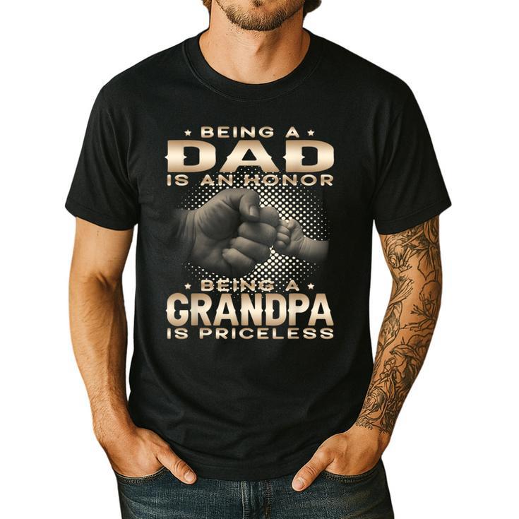 Being a Dad Is An Honor Grandpa Is Priceless Fathers Day Men's Casual T-Shirt