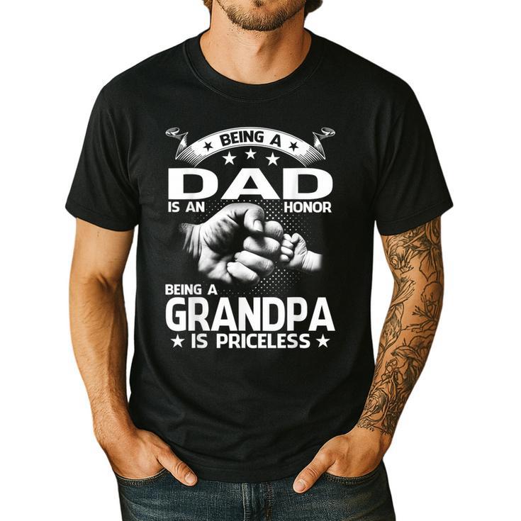 Being A Dad Is An Honor Being A Grandpa Is Priceless Men's Casual T-Shirt