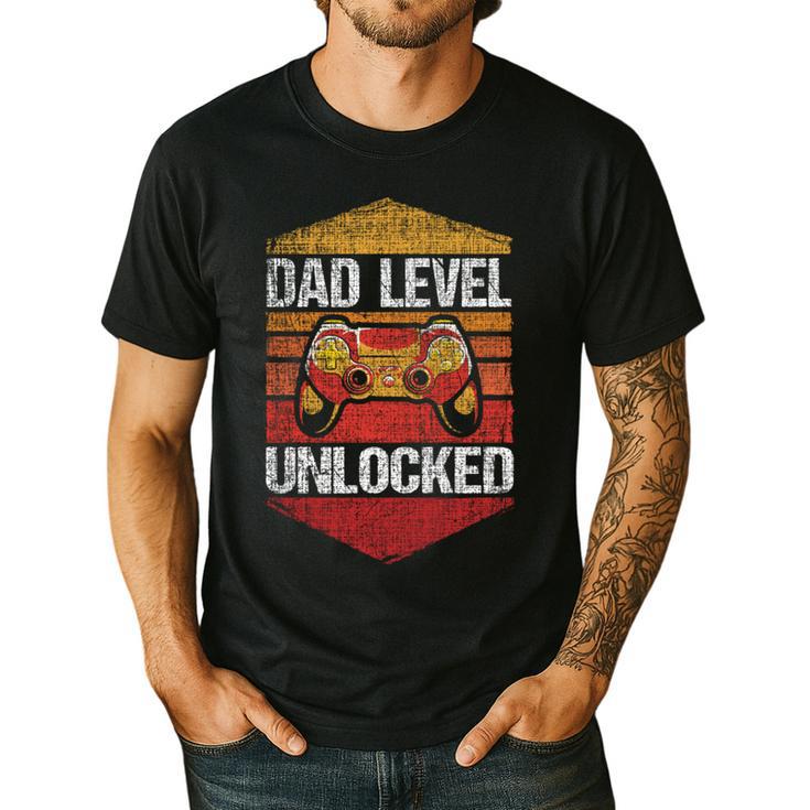 Dad Level Unlocked Gaming Gamer Father Video Games Men's Casual T-Shirt