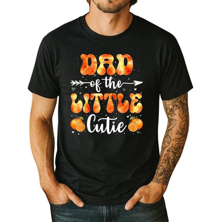 Dad Little Cutie Baby Shower Orange 1st Birthday Party Men's Casual T-Shirt