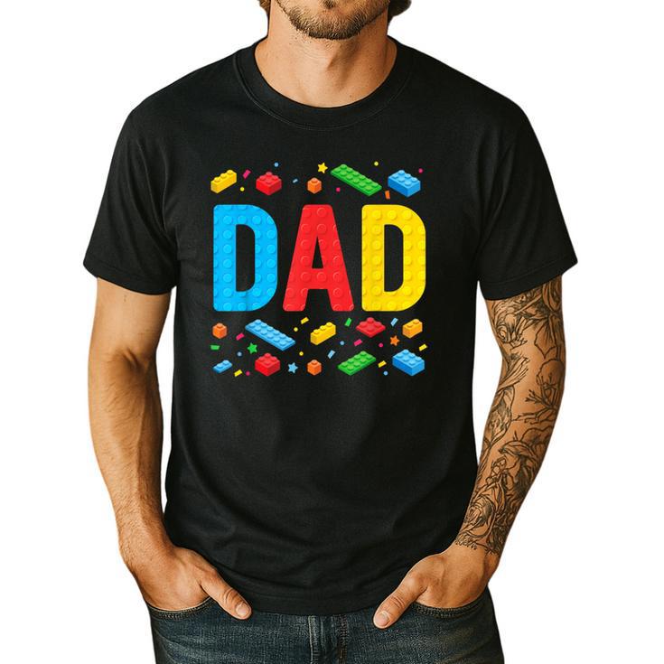Dad Master Builder Building Bricks Blocks Family Fathers Day Men's Casual T-Shirt