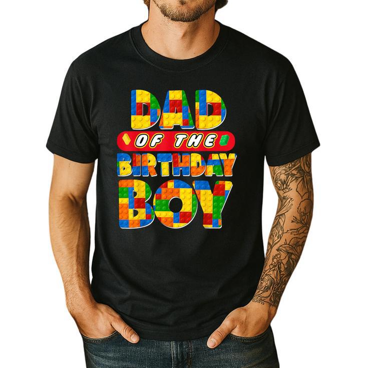 Dad And Mom Birthday Boy Building Bricks Family Party Decor Men's Casual T-Shirt Dad And Mom Birthday Boy Building Bricks Family Party Decor Men's Casual T-Shirt