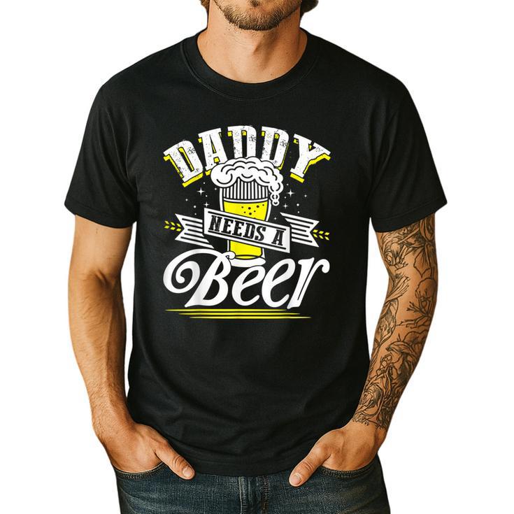 Dad Needs A Beer Button Up Shirts Beer Drinking Lover Men's Casual T-Shirt