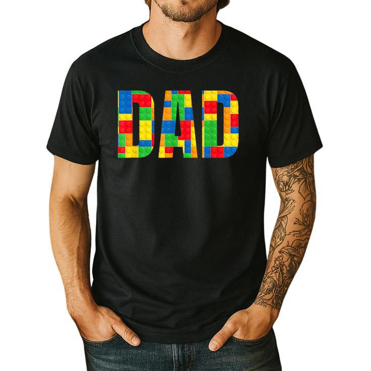 Dad Parent Brick Master Builder Building Blocks Set Family T Men's Casual T-Shirt