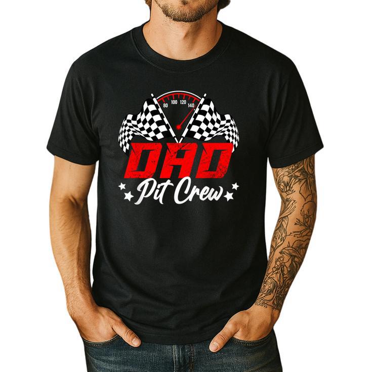 Dad Pit Crew Birthday Party Race Car Lover Racing Family Men's Casual T-Shirt
