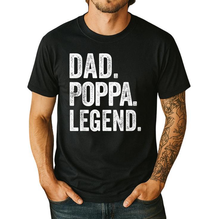 Dad Poppa Legend Vintage Distressed Bold Poppa Graphic Men's Casual T-Shirt