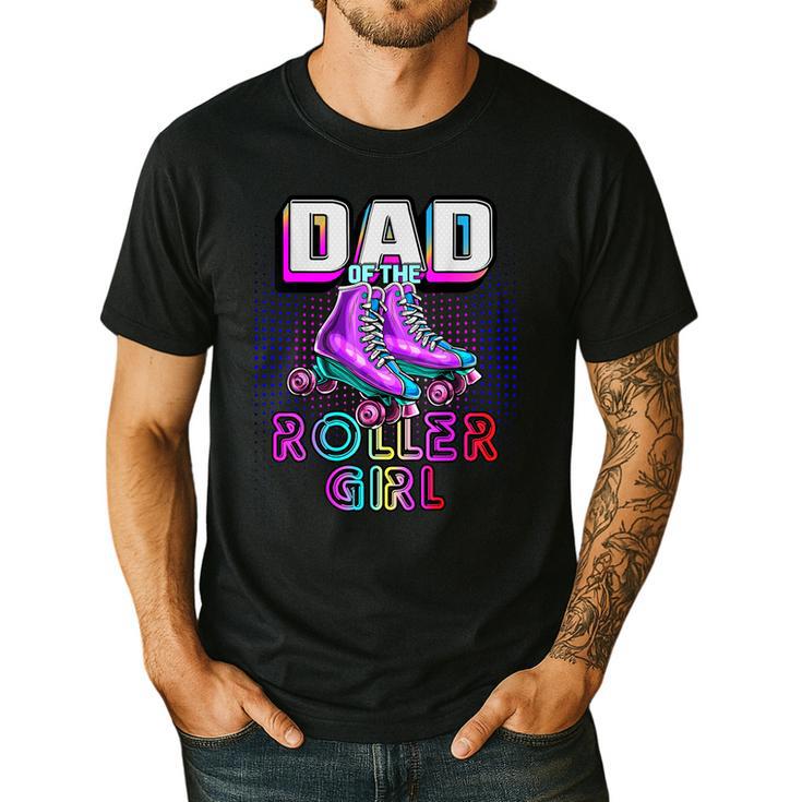 Dad Of Roller Girl Roller Skating Birthday Matching Family Men's Casual T-Shirt