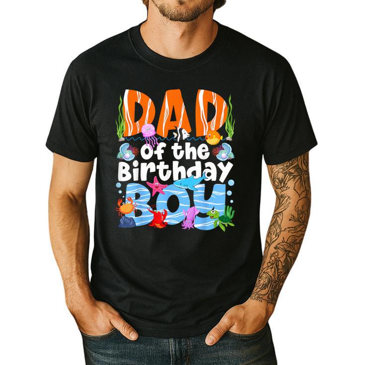 Dad Under Sea Birthday Party Boys Ocean Sea Animals Themed Men's Casual T-Shirt