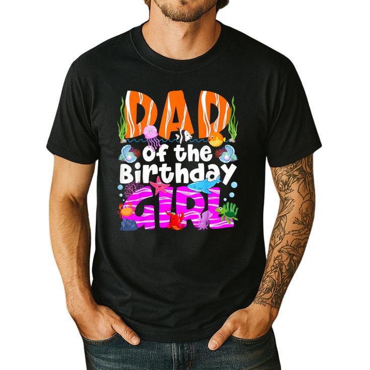 Dad Under Sea Birthday Party Girls Ocean Sea Animals Themed Men's Casual T-Shirt