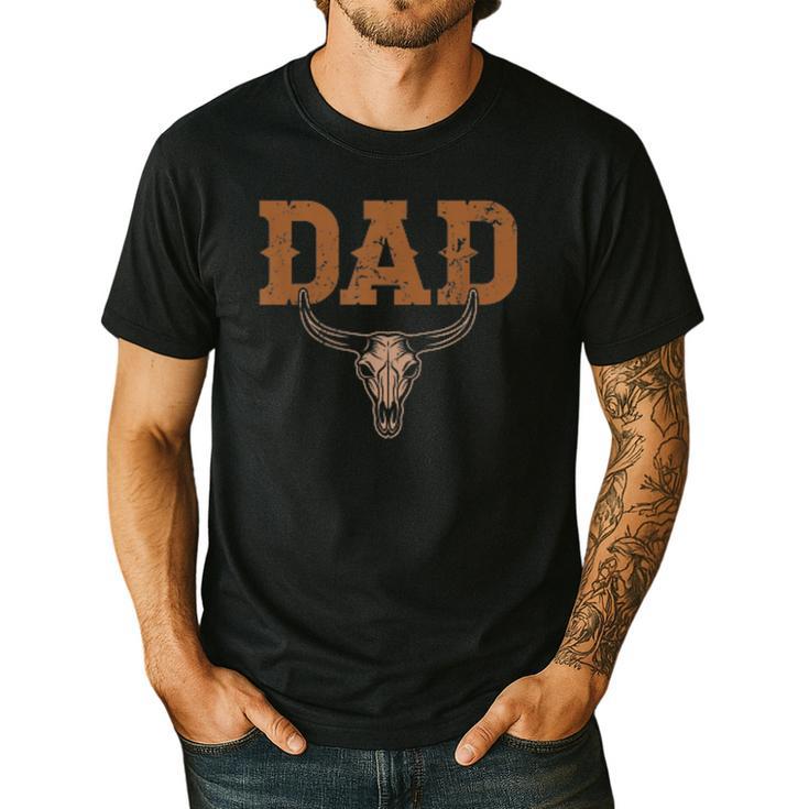 Dad Skull Fathers Day Shirt Western Rodeo Family Matching Men's Casual T-Shirt