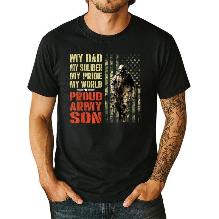 My Dad Is A Soldier Hero Proud Army Son US Military Men's Casual T-Shirt