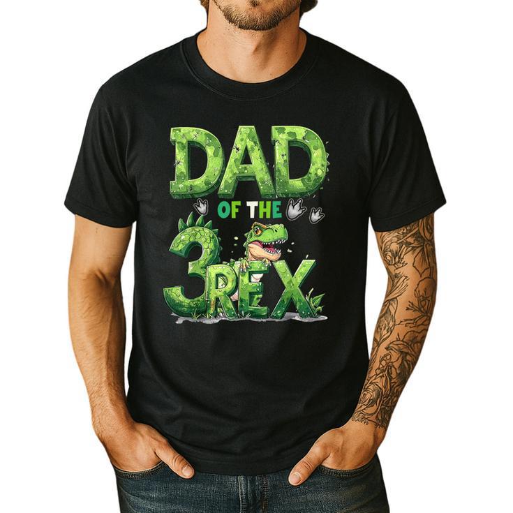 Dad Of The Three Rex Birthday Boy Dinosaur Family Matching Men's Casual T-Shirt