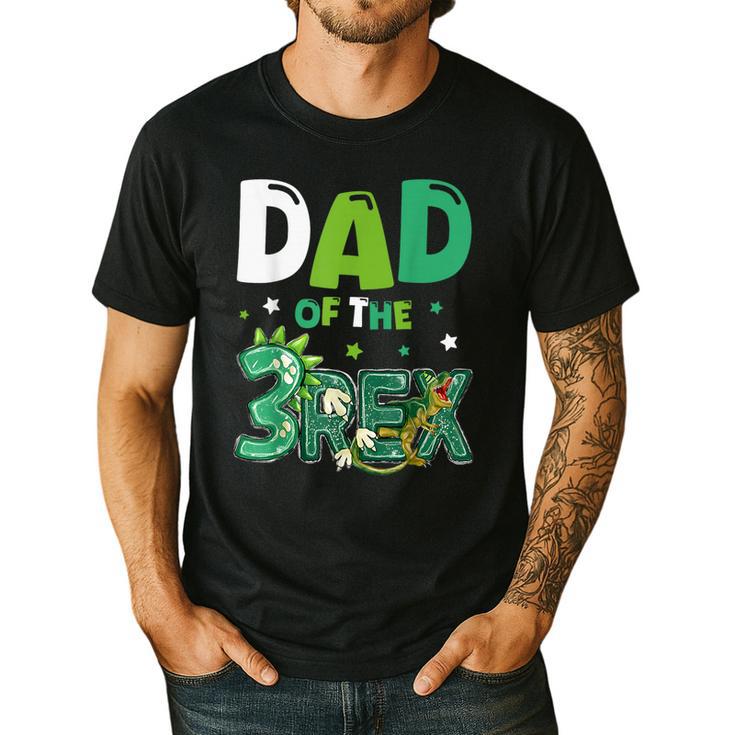 Dad Of The Three Rex Birthday Dinosaur Family Matching Men's Casual T-Shirt