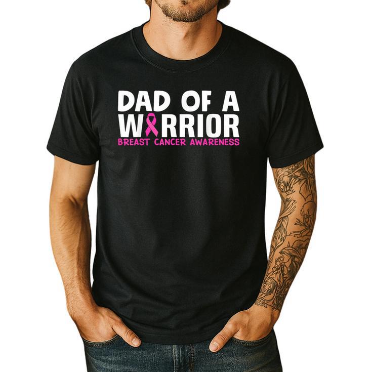 Dad Of A Warrior Breast Cancer Awareness Support Daughter Men's Casual T-Shirt