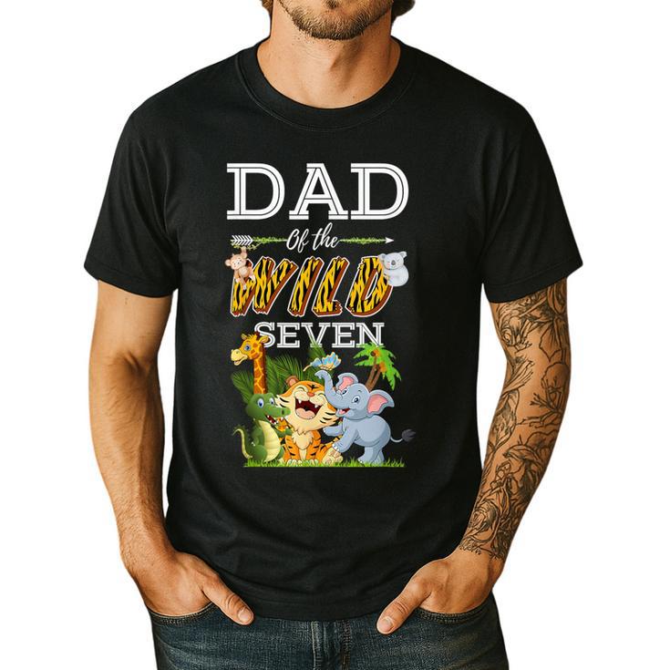 Dad Of The Wild Seven Animal Safari 7th Birthday Party Men's Casual T-Shirt