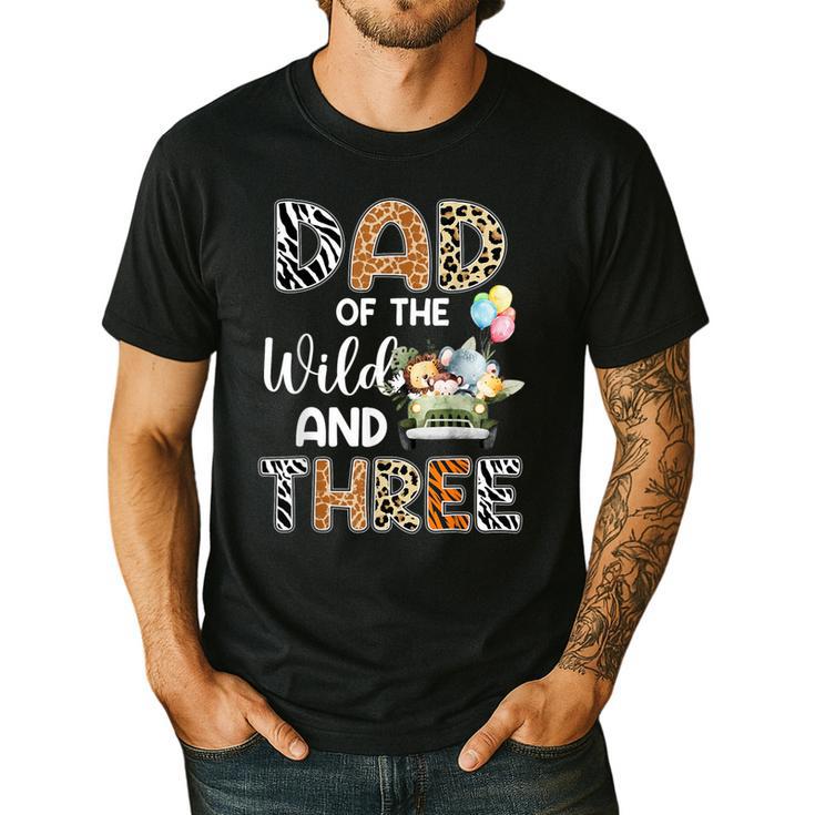 Dad Of The Wild And Three 3 Birthday Zoo Theme Safari Jungle Men's Casual T-Shirt