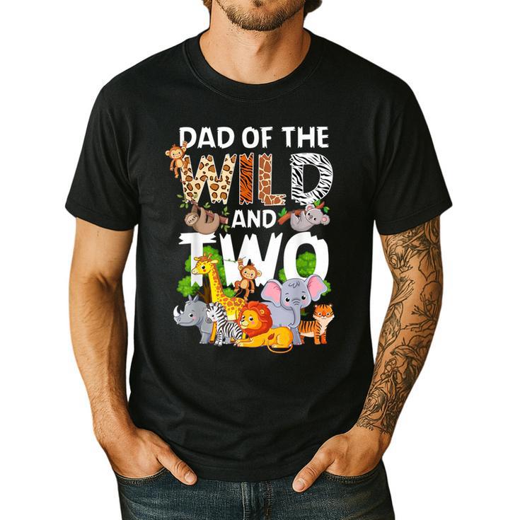 Dad Of The Wild Two Zoo 2nd Birthday Safari Jungle Animal Men's Casual T-Shirt