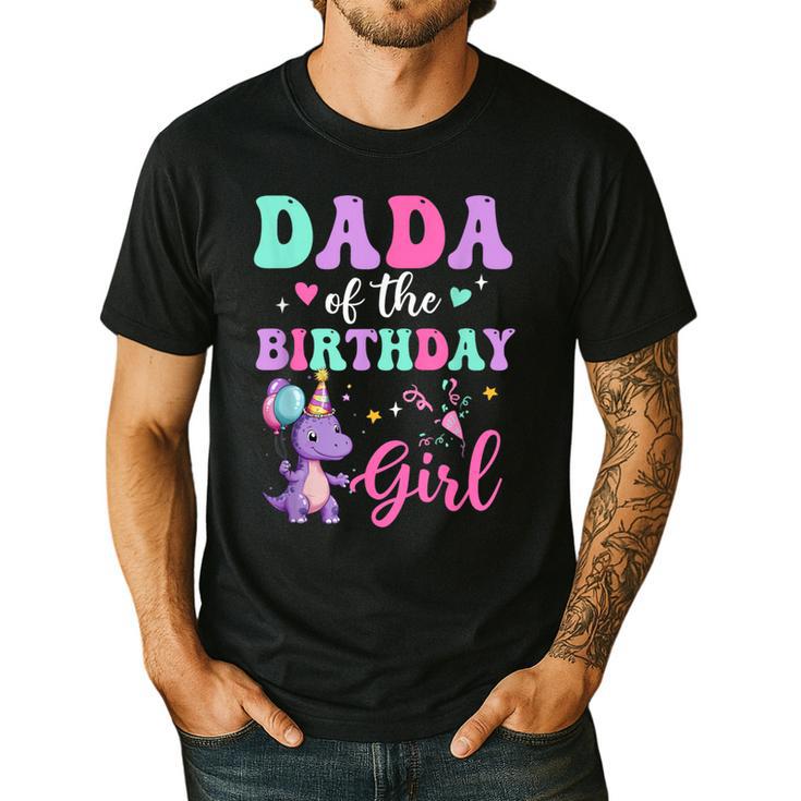Dada Of The Birthday For Girl Dinosaur T-Rex Party Family Men's Casual T-Shirt