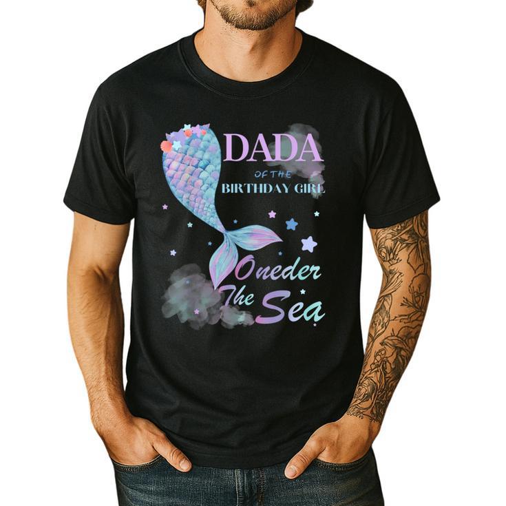 Dada Dad 1st Birthday Mermaid Oneder The Sea Family Matching Men's Casual T-Shirt