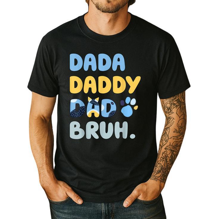 Dada Daddy Dad Bruh Fathers Day Blue Dog Men's Casual T-Shirt
