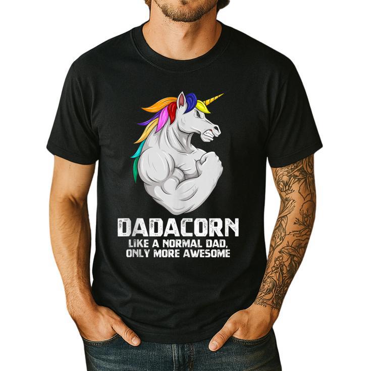 Dadacorn Muscle Dad Unicorn Fathers Day Men's Casual T-Shirt