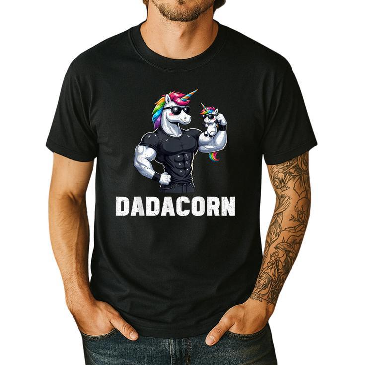 Dadacorn Unicorn Dad Papa Father's Day Daughter Men's Casual T-Shirt