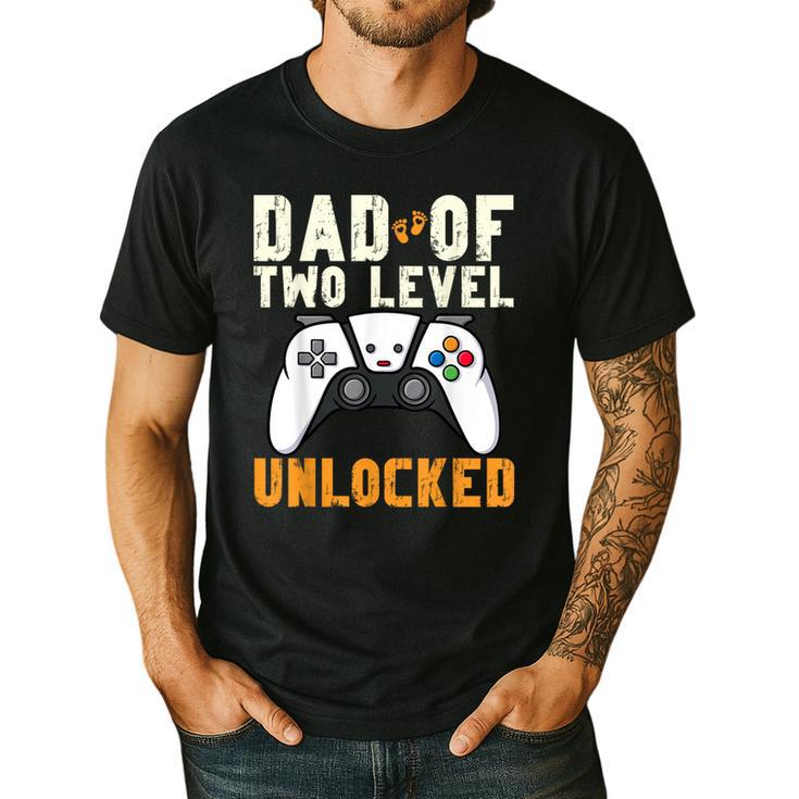 Daddy Again Leveled Up To Dad Of 2 Gamer Dad Level Unlocked Men's Casual T-Shirt