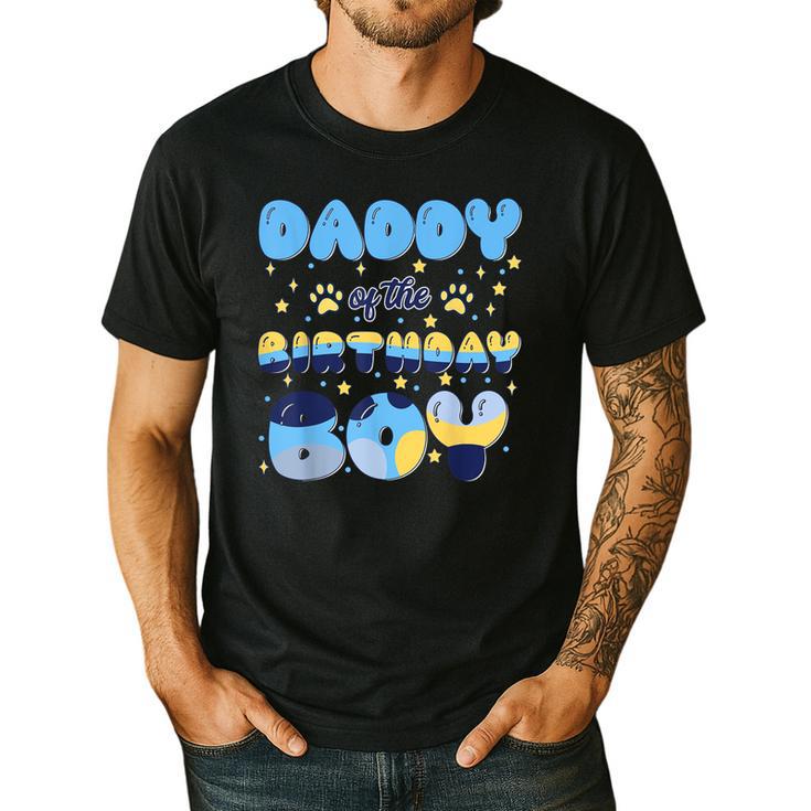 Daddy Of The Bday Boy Blue Dog Theme Party Family Matching Men's Casual T-Shirt