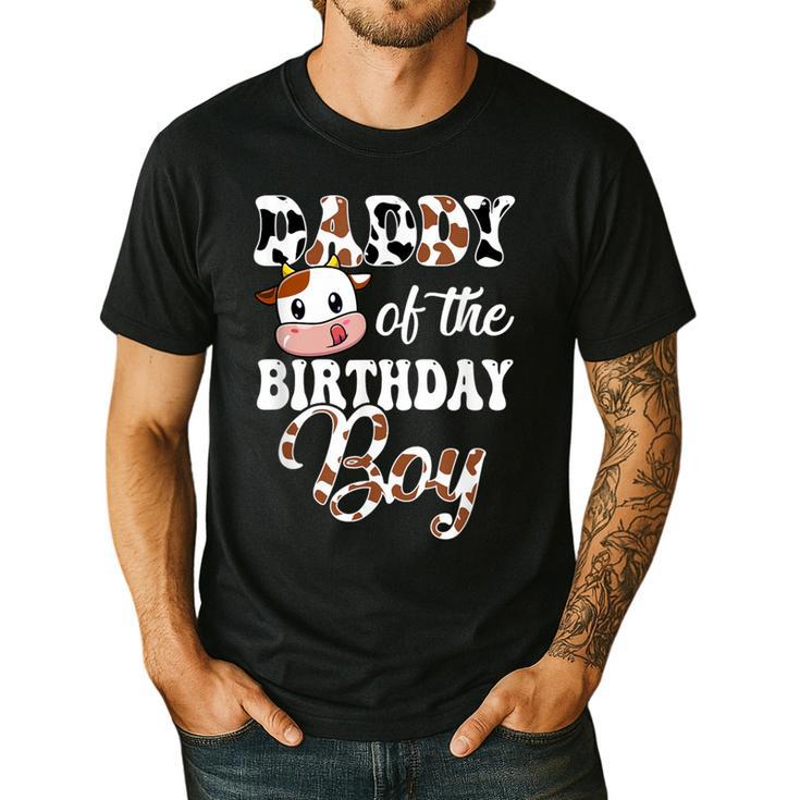 Daddy Of The Birthday Boy Cow Farm 1St Birthday Boy Men's Casual T-Shirt