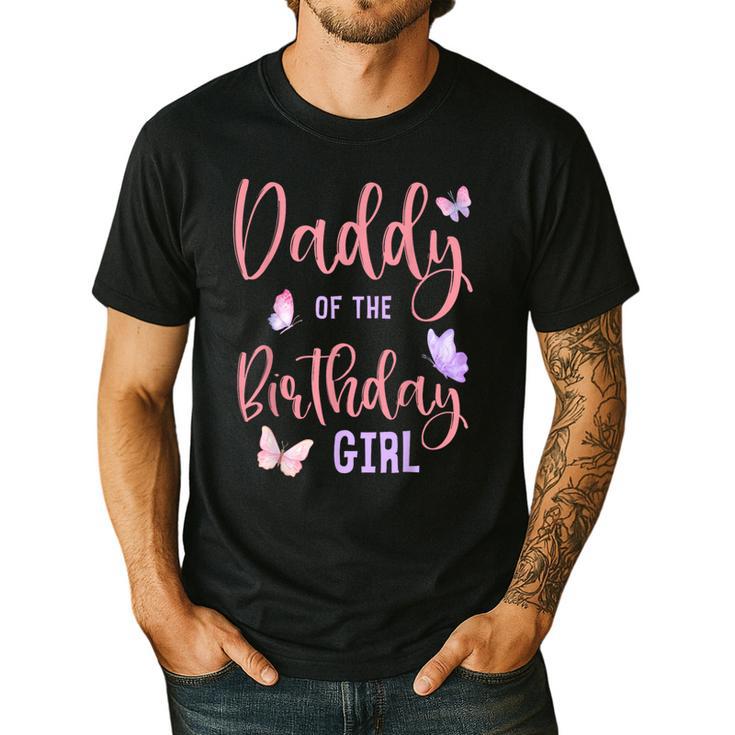 Daddy Of The Birthday Girl Butterfly Party Matching Family Men's Casual T-Shirt