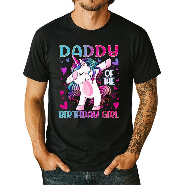 Daddy Of The Birthday Girl Dabbing Unicorn Dad Daddy Small Men's Casual T-Shirt
