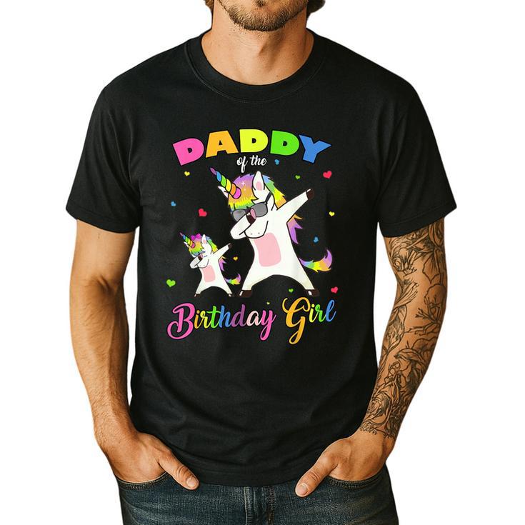 Daddy Of The Birthday Girl Dabbing Unicorn Princess And Dad Men's Casual T-Shirt