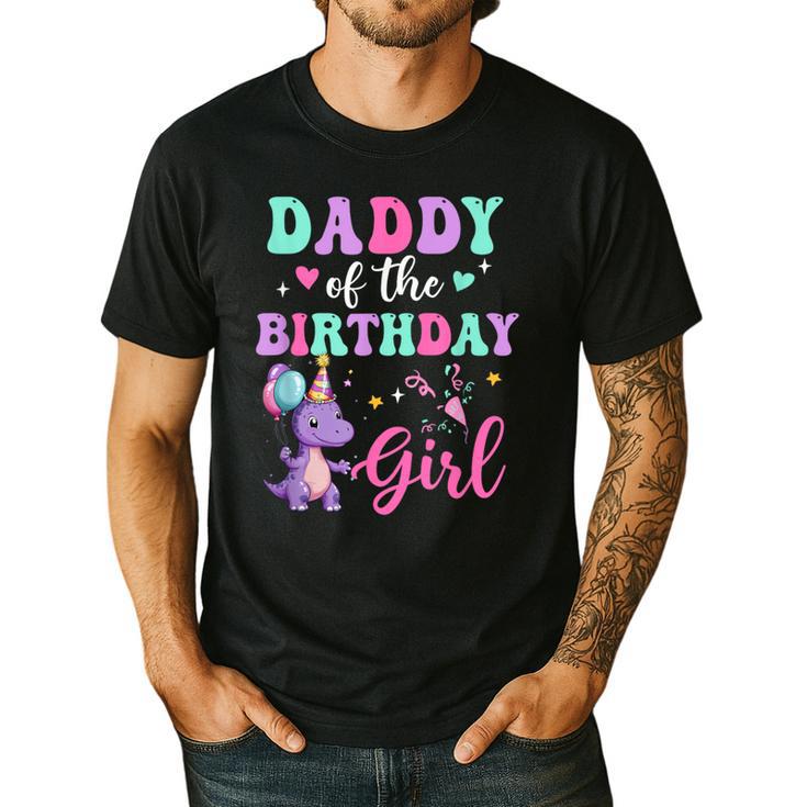 Daddy Of The Birthday For Girl Dinosaur T-Rex Party Family Men's Casual T-Shirt