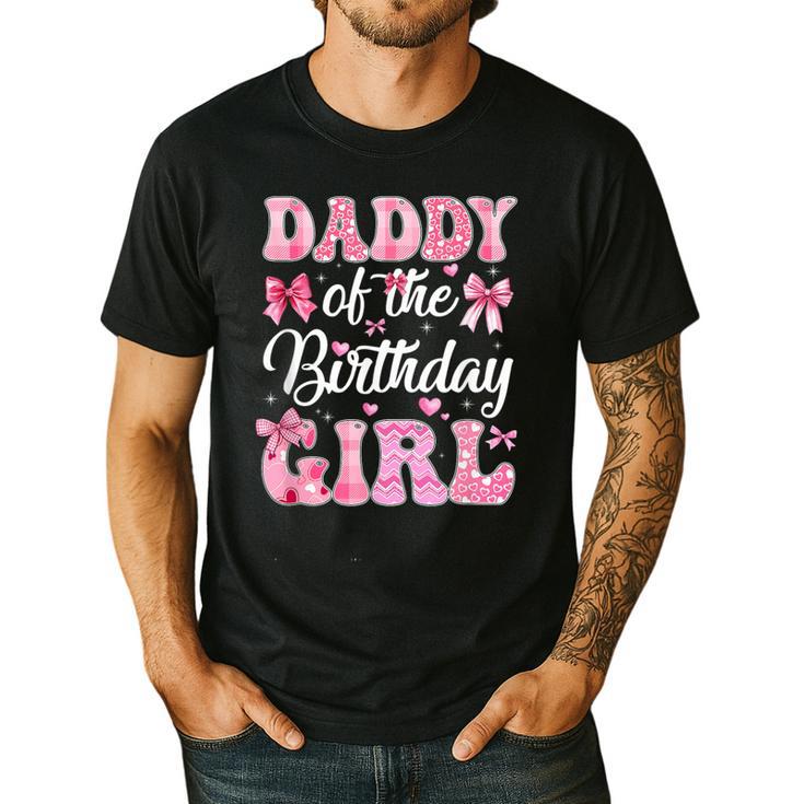 Daddy Of The Birthday Girl Family Pink Coquette Bow Men's Casual T-Shirt