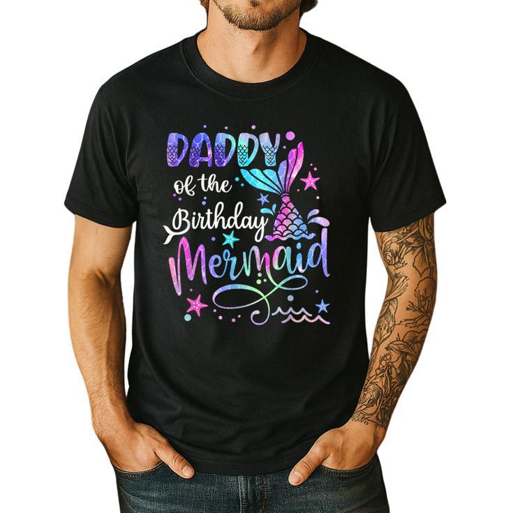 Daddy Of The Birthday Mermaid Matching Family Party Father's Men's Casual T-Shirt