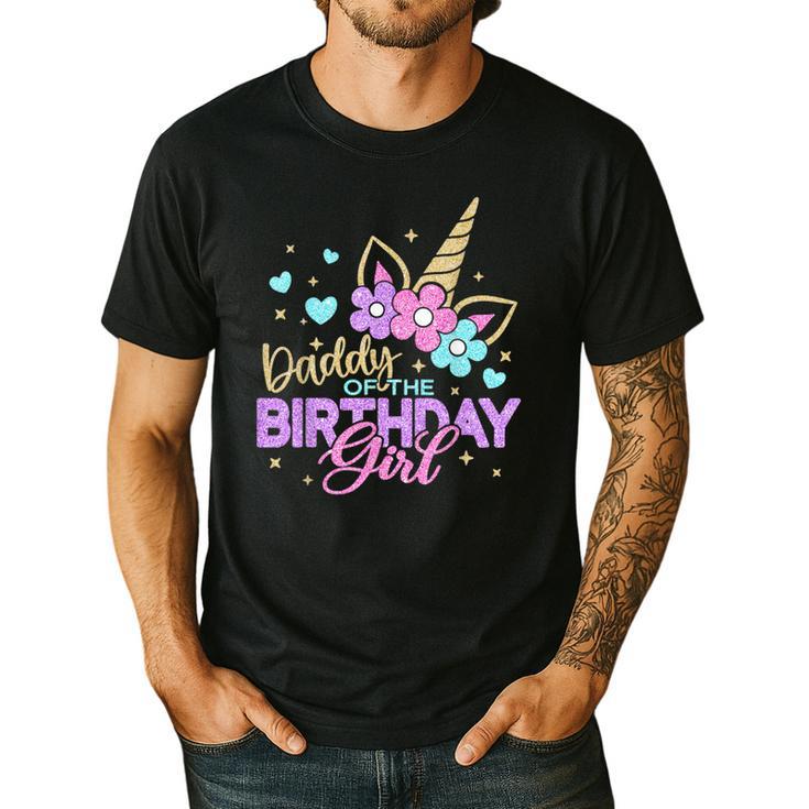 Daddy Of The Birthday Princess Girl Dad Unicorn Bday Party Men's Casual T-Shirt