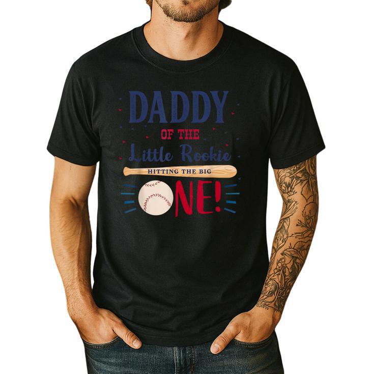 Daddy Dad First Birthday Little Rookie Baseball The Big One Men's Casual T-Shirt Daddy Dad First Birthday Little Rookie Baseball The Big One Men's Casual T-Shirt