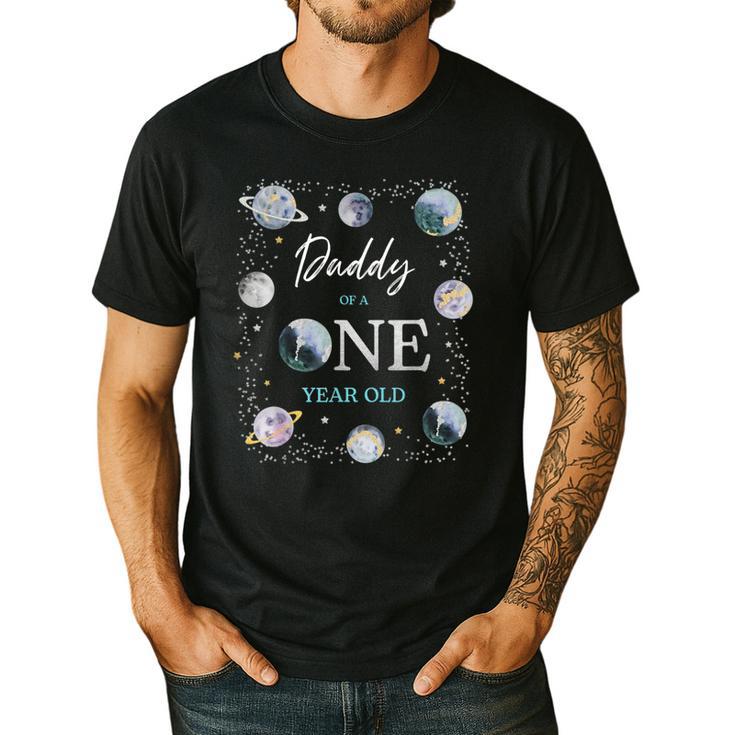 Daddy Houston We Have One Year Old Space Theme 1st Birthday Men's Casual T-Shirt