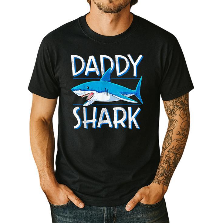 Daddy Shark T Shirt Fathers Day Family Matching Dad Men's Casual T-Shirt