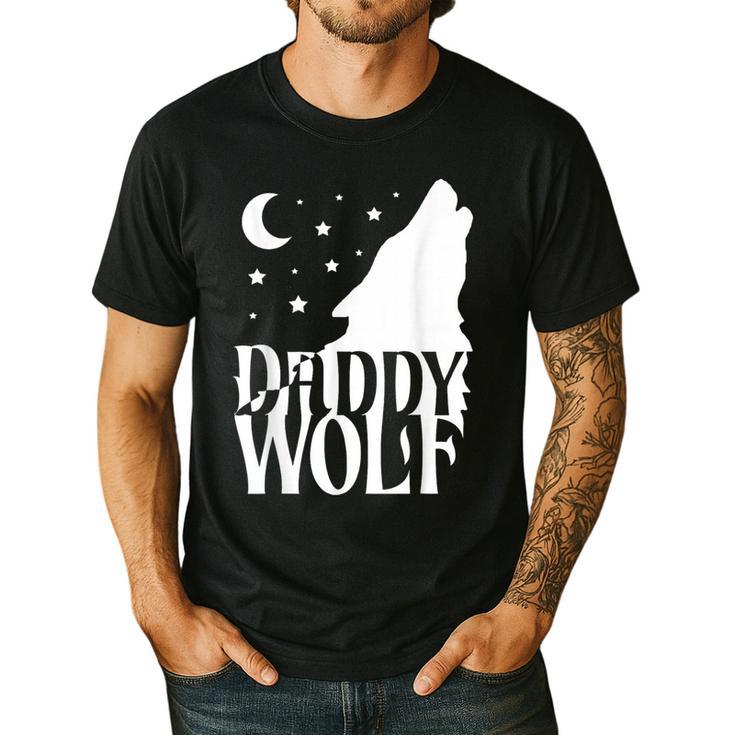 Daddy Wolf Matching Family Tribe Wolves Moon Men's Casual T-Shirt