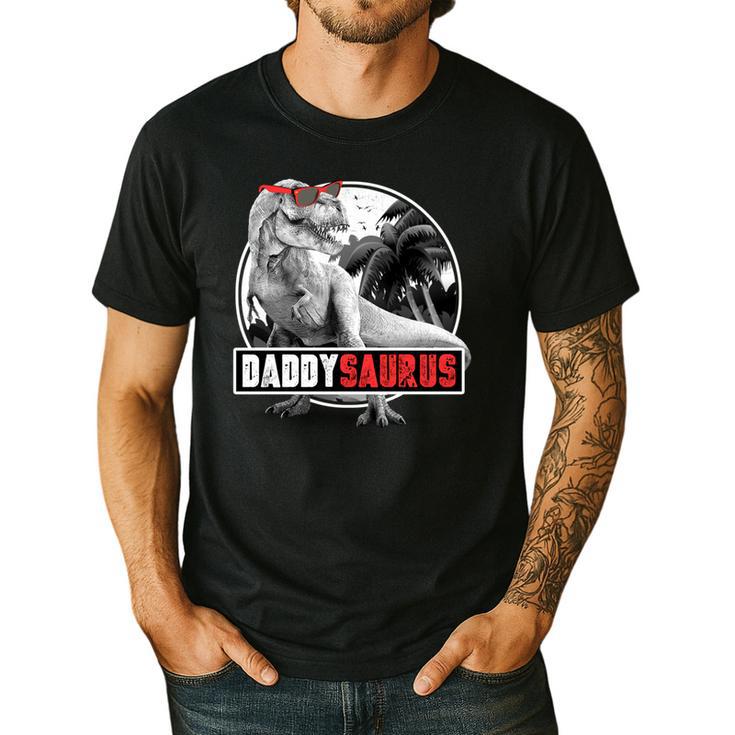 Daddysaurus T-Rex Dad Dinosaur Daddy Saurus Fathers Day Men's Casual T-Shirt