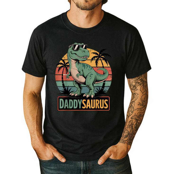 Daddysaurus T Rex Dinosaur Daddy Saurus Family Matching Dad Men's Casual T-Shirt