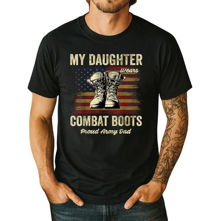 My Daughter Wears Combat Boots Proud Army Dad Veteran Day Men's Casual T-Shirt
