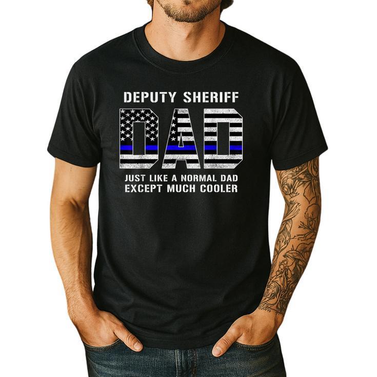 Deputy Sheriff Dad Much Cooler Fathers Day Thin Blue Line Men's Casual T-Shirt