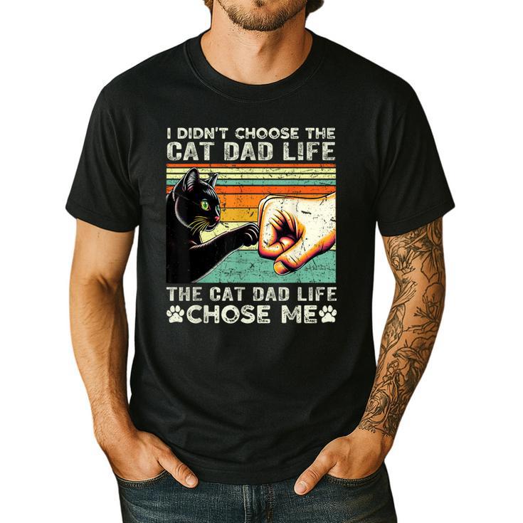 I Didn't Choose The Cat Dad Life Funny Cat Lovers Vintage Men's Casual T-Shirt