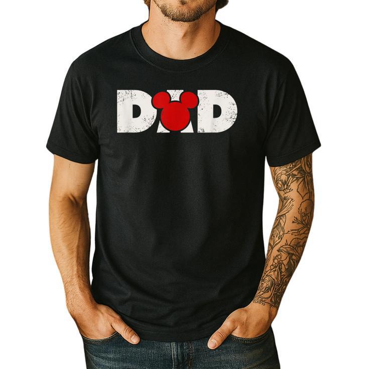 Disney Mickey And Friends Dad Mickey Distressed Text Logo Men's Casual T-Shirt